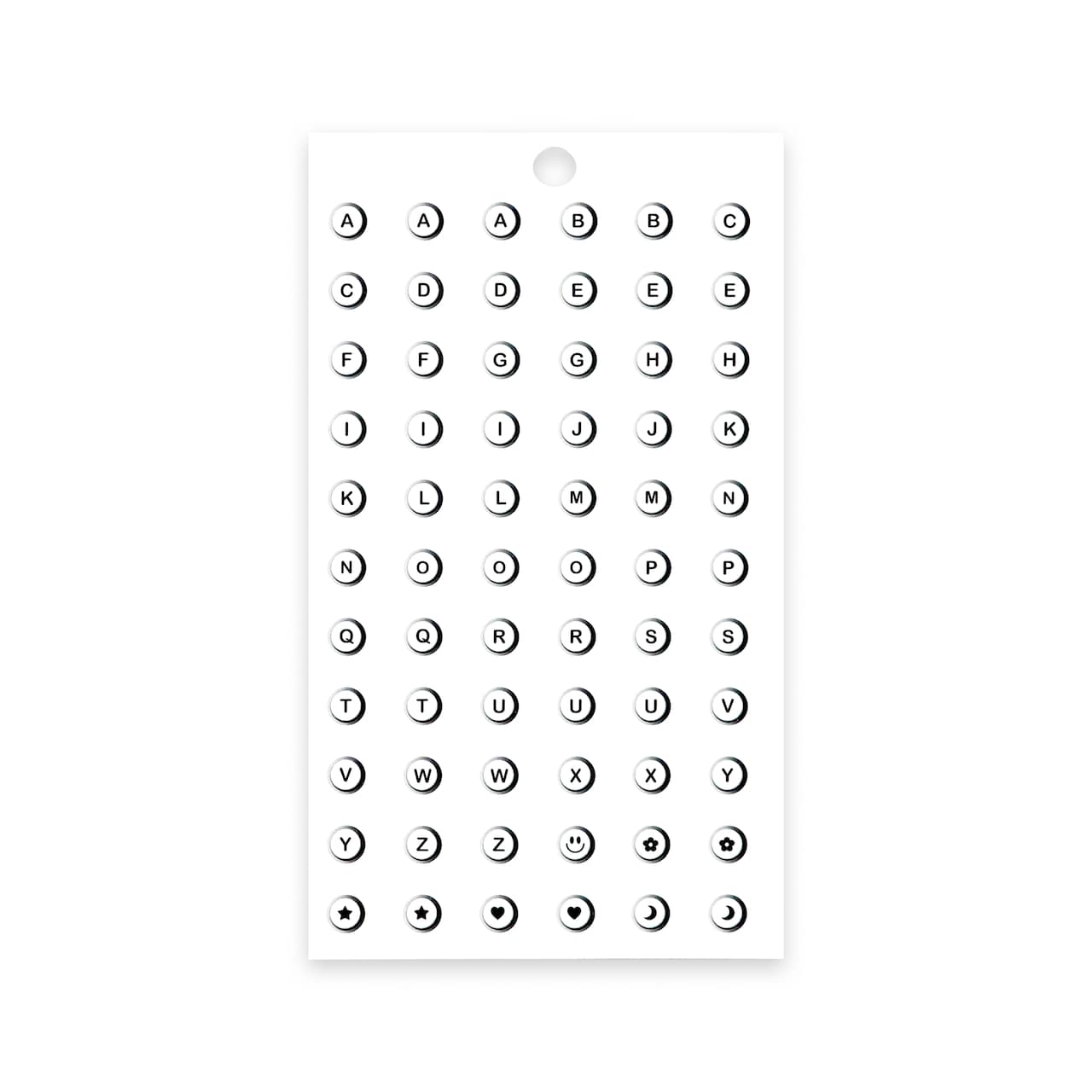 Perles autocollantes noires et blanches avec lettres et symboles de Recollections